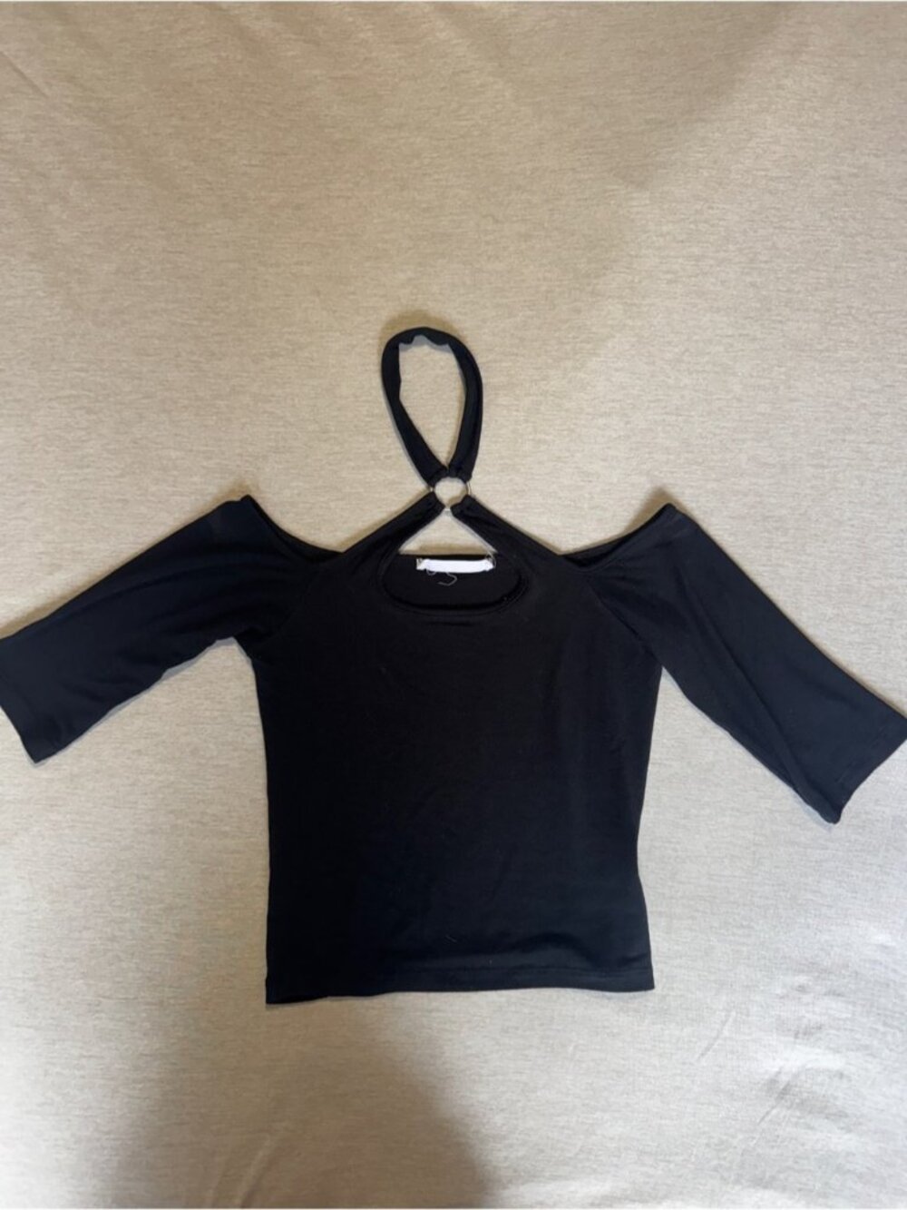 Black Off Shoulder Ring Cutout Top Y2K Going Out Size S